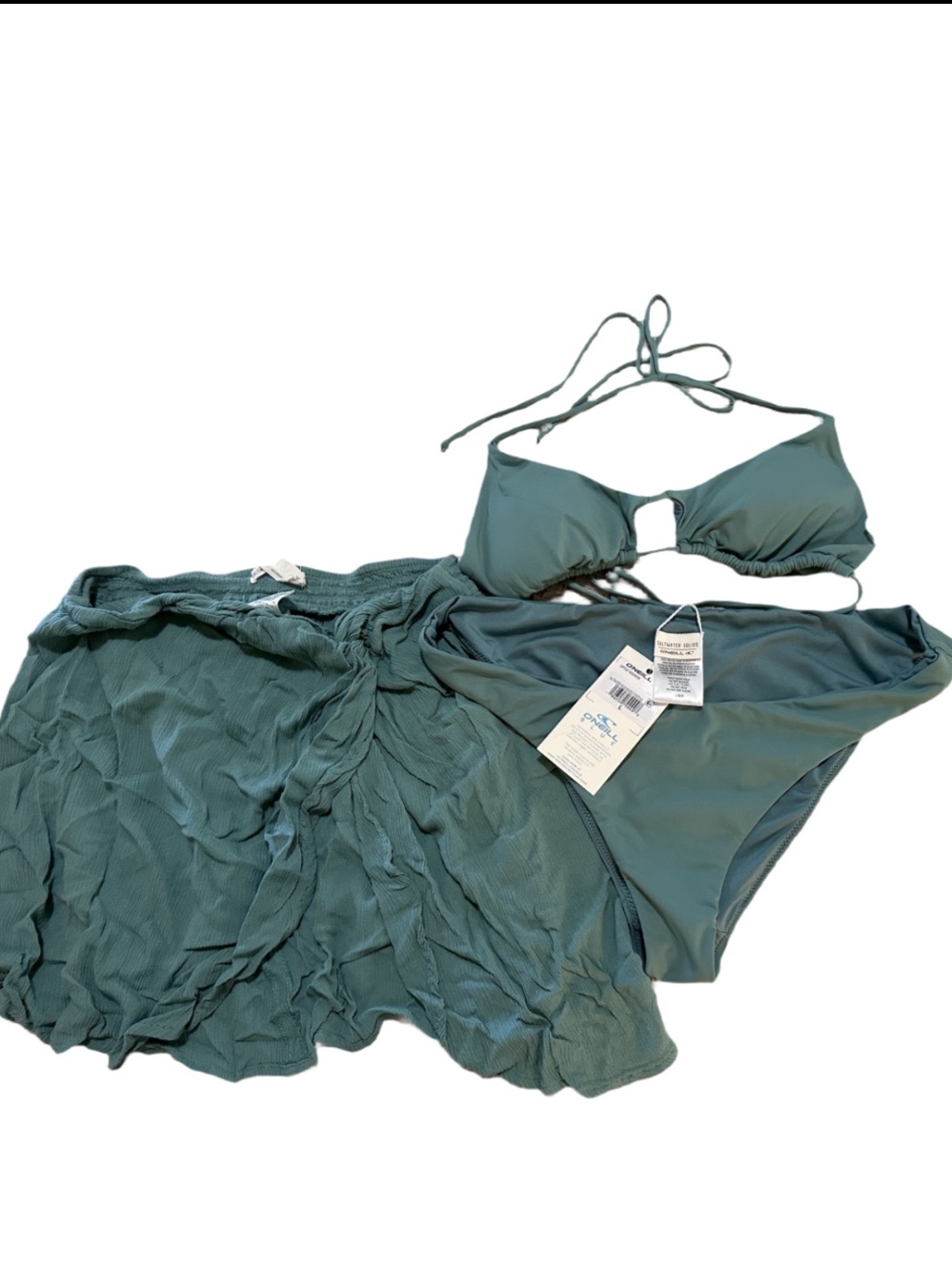 O'Neill Teal Green Bikini Three Piece Set With Cover Up